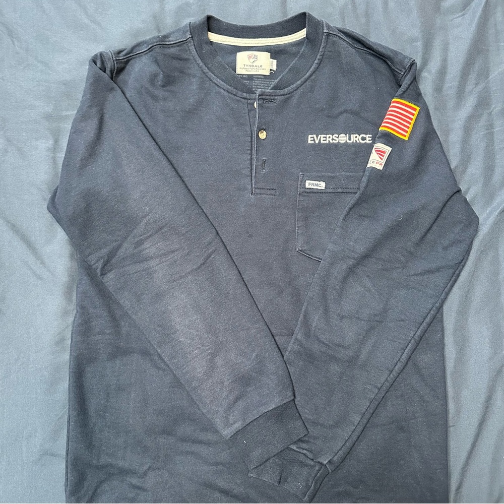 Eversource Men's Navy Long Sleeve Henley FR